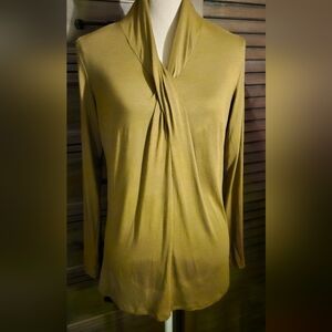Anthropology Elegant Pea Green Draped Women's Cotton Top